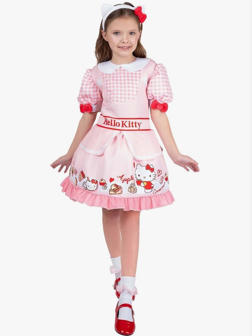 Hello Kitty Pink and White Dress Costume with Headband